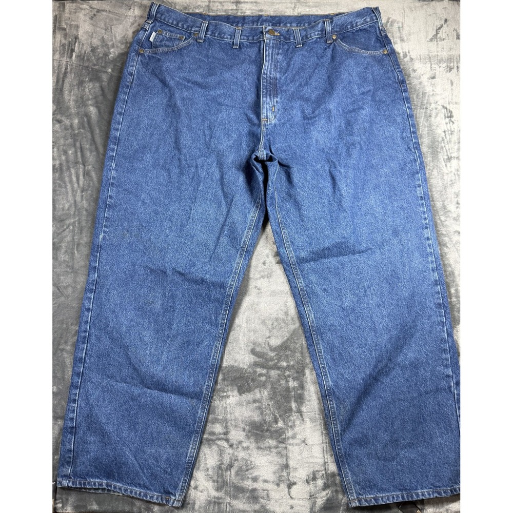 Carhartt B167 DST Jeans Mens 50x32 Loose Fit Blue Denim Workwear Big Tall